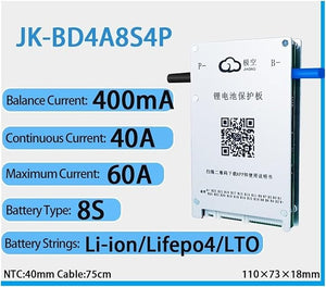Jk 8s 60a Bms 400ma Active Balancing Smart Battery Management System