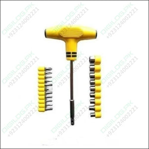 24pcs Set for Home, Office & Multi Purposes T Shape Screwdriver Socket & Bit Tool Kit