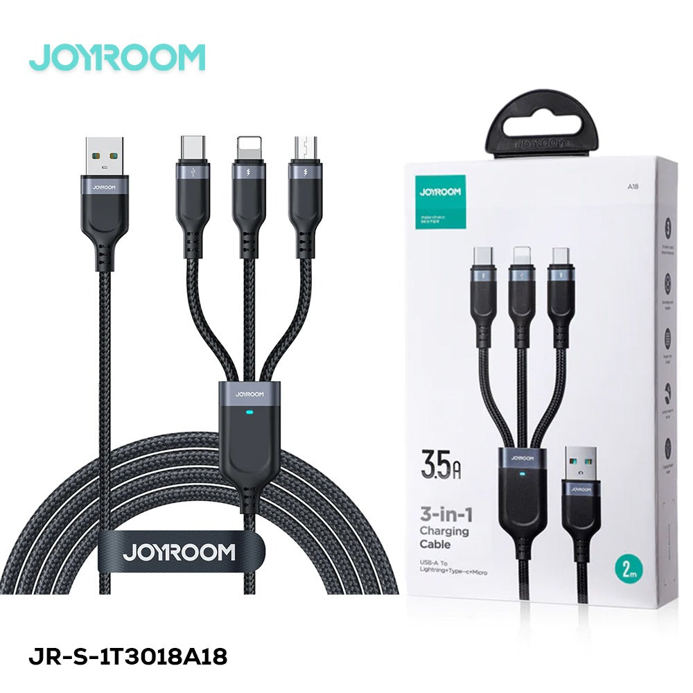 Joyroom S-a18-1t3 30w 3-in-1 Fast Charging Cable Type-c To L+c+m 1.2m - Black