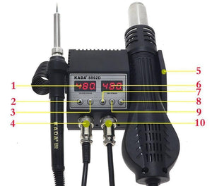 Kada Digital Smd Rework Station 8892d 2 In 1 Hot Air Gun And Soldering Iron Welding Station With Nozzle