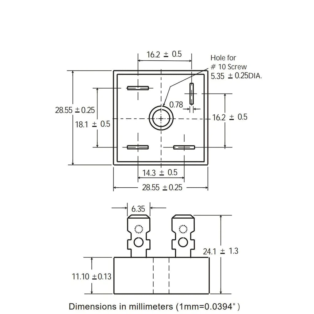 Kbpc3510 Bridge Rectifier Diode - Single Phase, Metal Case, 1000v 35a