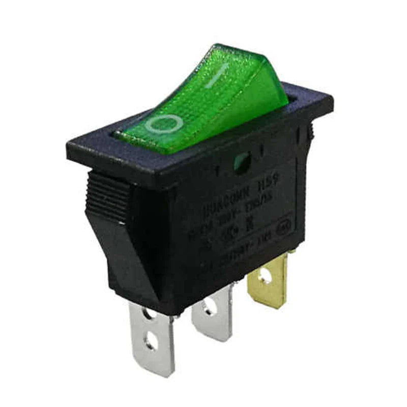 Kcd3 Spst 16a 250v On-off 3 Pin Rocker Switch With Green Light