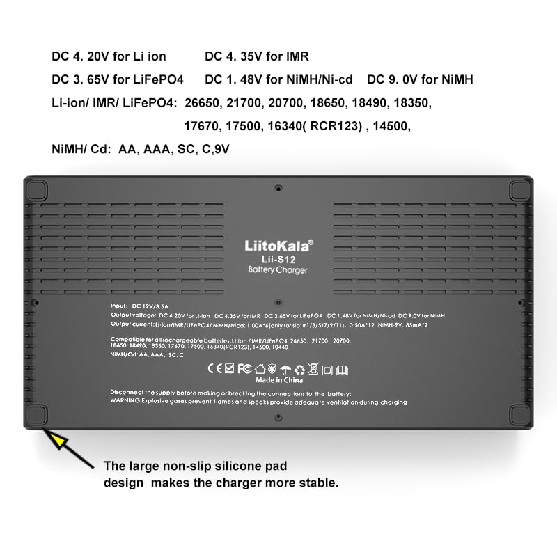 Liitokala Lii-s12 18650 Battery Charger – 12+2 Bay Smart Universal Charger