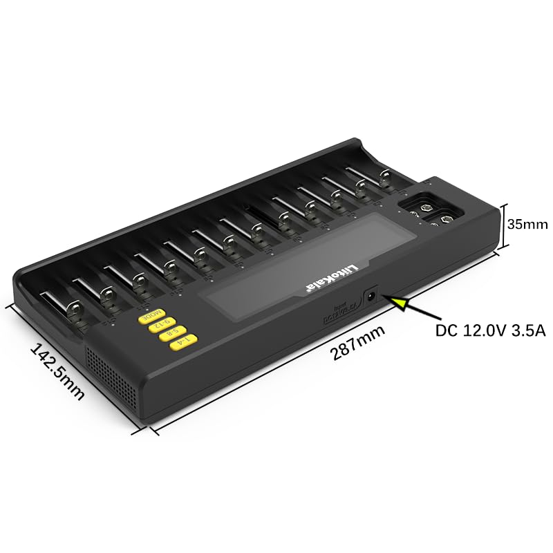 Liitokala Lii-s12 18650 Battery Charger – 12+2 Bay Smart Universal Charger