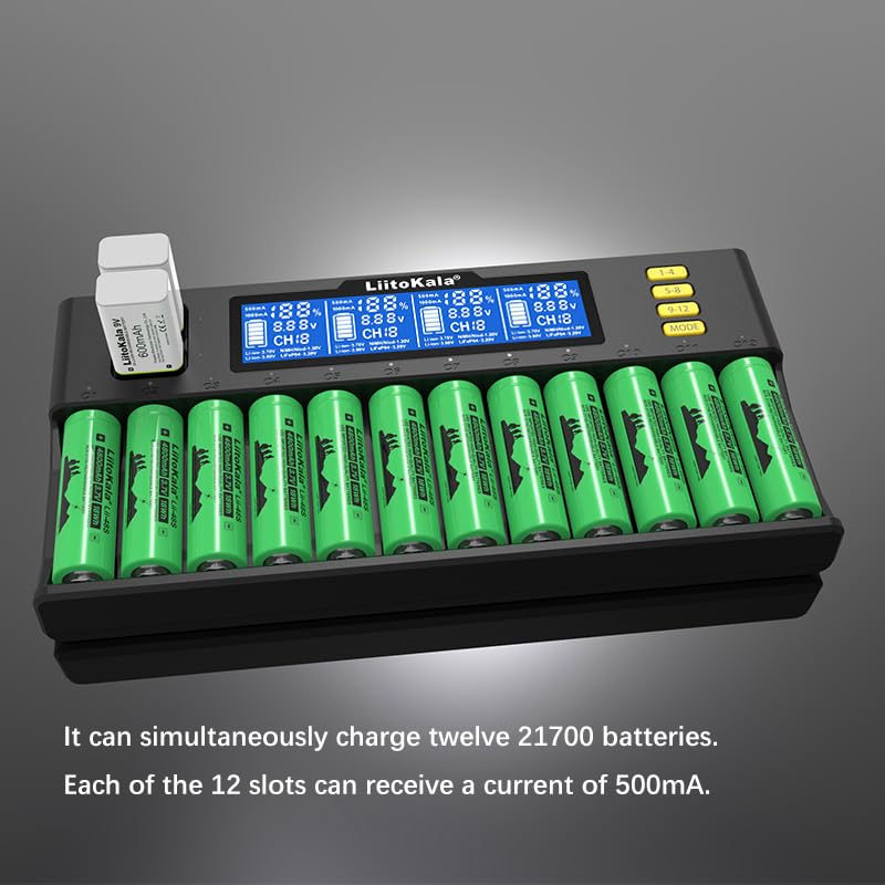 Liitokala Lii-s12 18650 Battery Charger – 12+2 Bay Smart Universal Charger