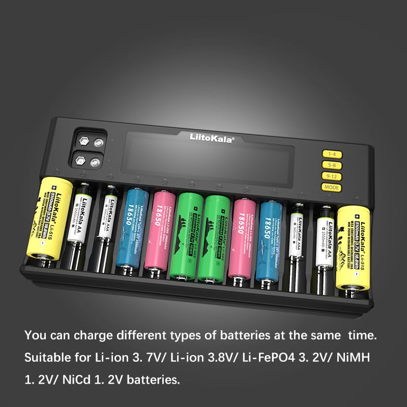 Liitokala Lii-s12 18650 Battery Charger – 12+2 Bay Smart Universal Charger
