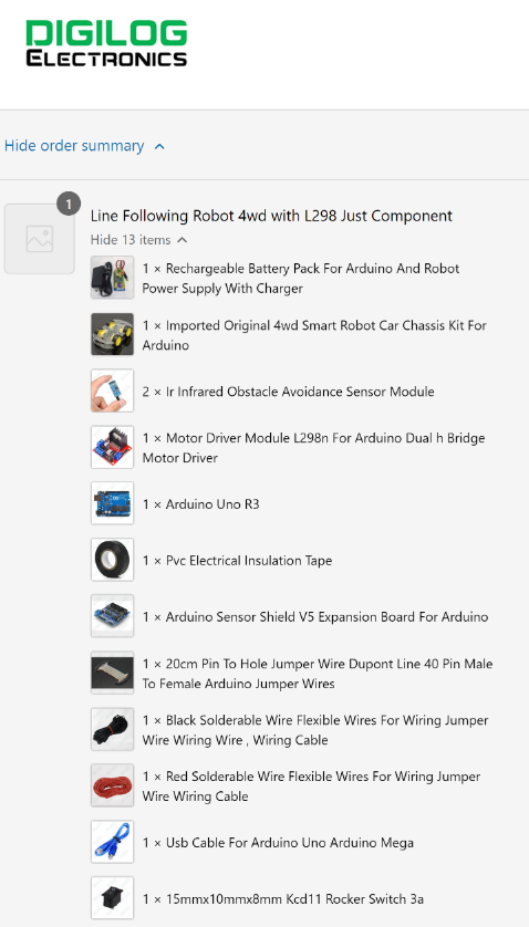 Line Following Robot 4wd with L298 Just Component