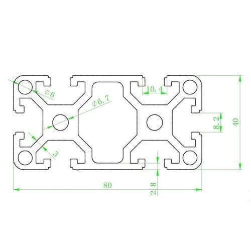 T-4080 Aluminum Extrusion Profile 40x80mm 1 Meter for CNC Machines, 3D Printers, Linear Rails