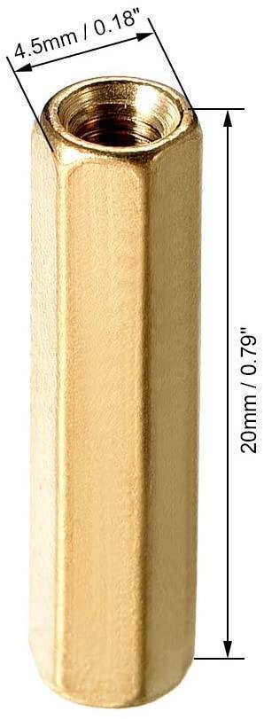 M3x20mm Female To Female Thread Brass Hex Standoff Pcb Pillar Spacer