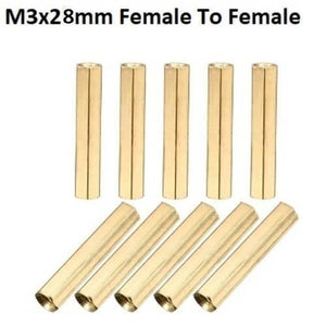 M3x28mm Female To Female Thread Brass Hex Standoff Pcb Pillar Spacer