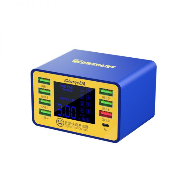 Mechanic Icharge 8p / 8s Qc 3.0 Multi-port Smart Fast Charger With Digital Display