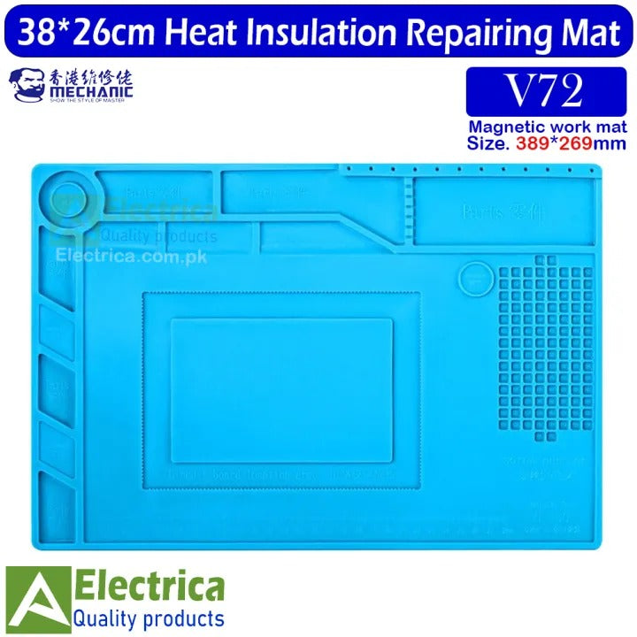 Mechanic Mc V72 Non-slip Silicone Soldering Mat 15.3*10.5 Inch Esd 500℃ Heat-resistant S-150 Silicone Repairing Pad For Mobile Repairing Mat Cell Phone Repair Tool