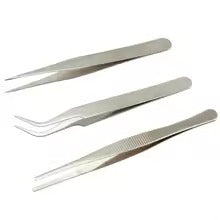 3 Pcs Stainless Steel Electronic Tweezers Set