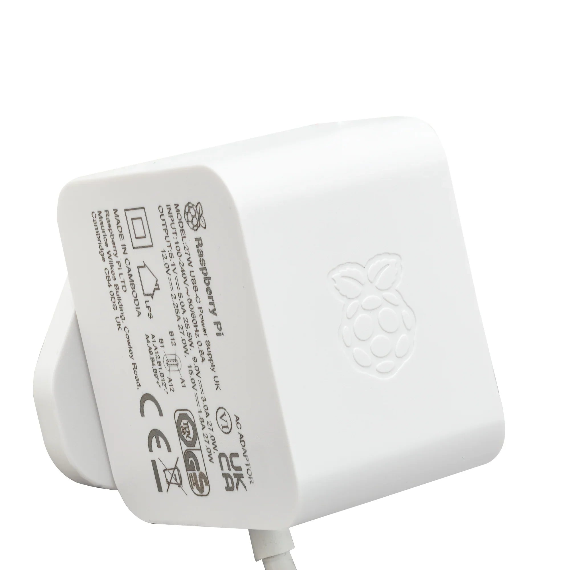 Raspberry Pi 5: Official 27W 5.1V 5A USB-C Power Supply