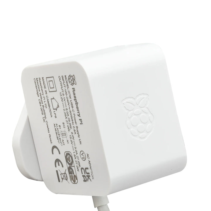Raspberry Pi 5: Official 27W 5.1V 5A USB-C Power Supply