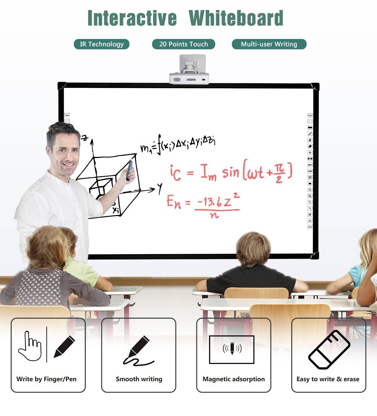 Optiview Interactive Whiteboard Touchable Display 82 Inch Size Working With Projector Opv-wb82