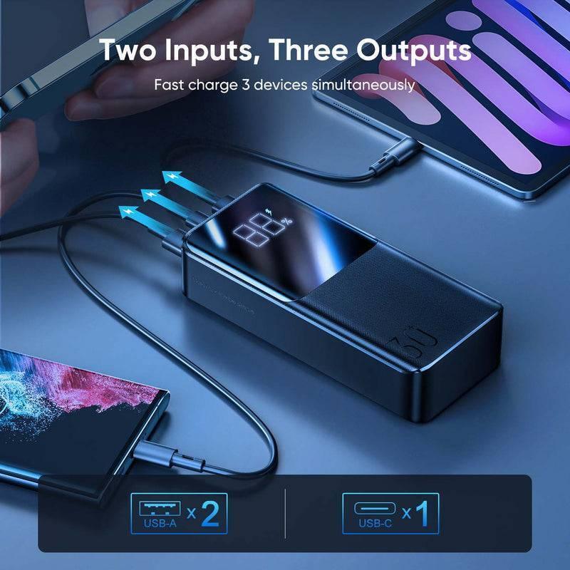 22.5w 30000mah Power Bank 2 Inputs + 3 Output Power Bank Led Display Pd 3.0 Qc 3.0