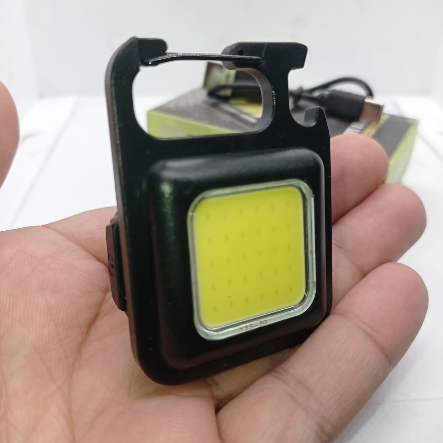 Portable COB Flashlight - Emergency Light with Rechargeable Keychain - Durable Plastic Casing