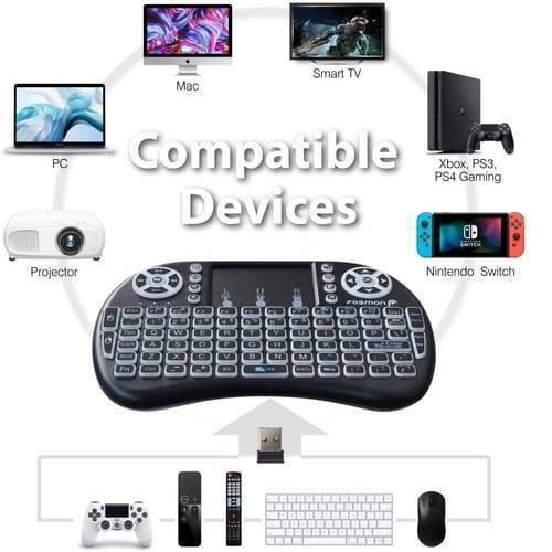 Portable Mini Wireless Keyboard Controller With Touchpad Mouse Combo And Backlight