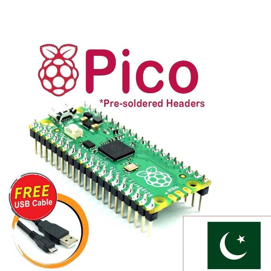 Pre Soldered Raspberry Pi Pico Rp2040 Microcontroller With Usb Cable