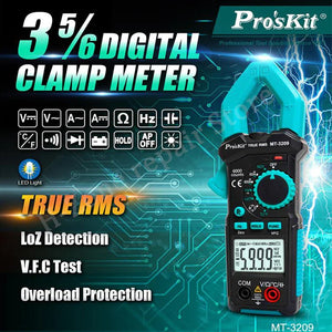 Proskit MT-3209 3-5/6 AC/DC Digital Clamp Meter, LED Lighting, LCD Digital Display, Sound and Light Buzzer, Electric Maintenance