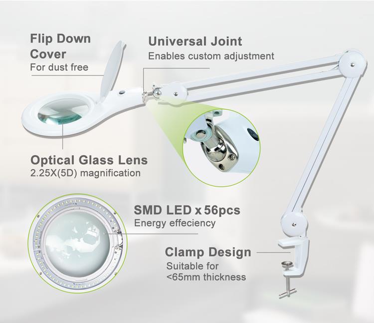 Proskit MA 1209 Clip-on 5D Magnifying Glass LED Light - Perfect for Tool Repair and Detailed Work