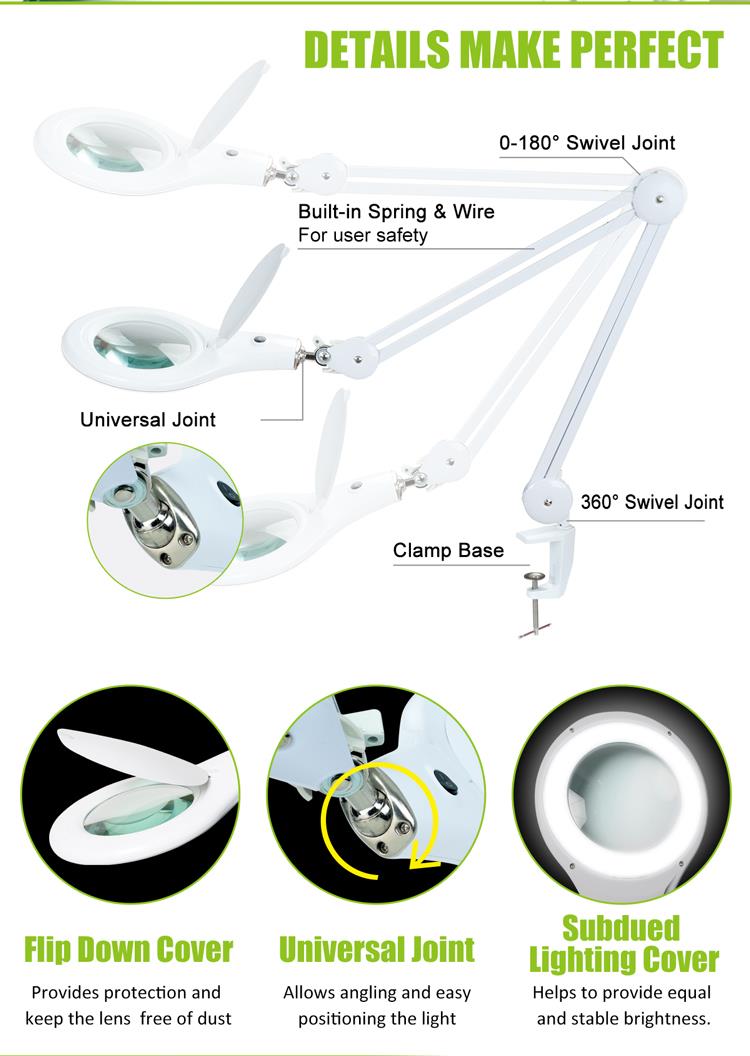 Proskit MA 1209 Clip-on 5D Magnifying Glass LED Light - Perfect for Tool Repair and Detailed Work