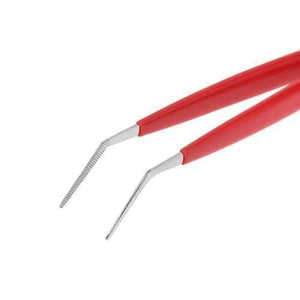 Proskit 2pcs Tweezers Straight & Curved Tip 908t301 Stainless Steel Electrician Hand Tools