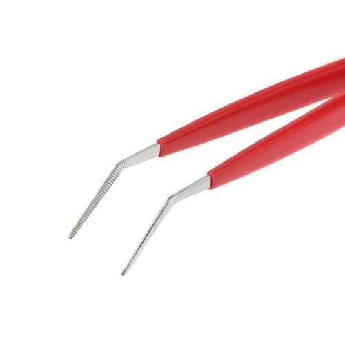 Proskit 2pcs Tweezers Straight & Curved Tip 908t301 Stainless Steel Electrician Hand Tools