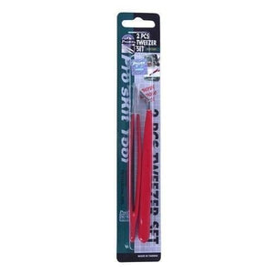 Proskit 2pcs Tweezers Straight & Curved Tip 908t301 Stainless Steel Electrician Hand Tools