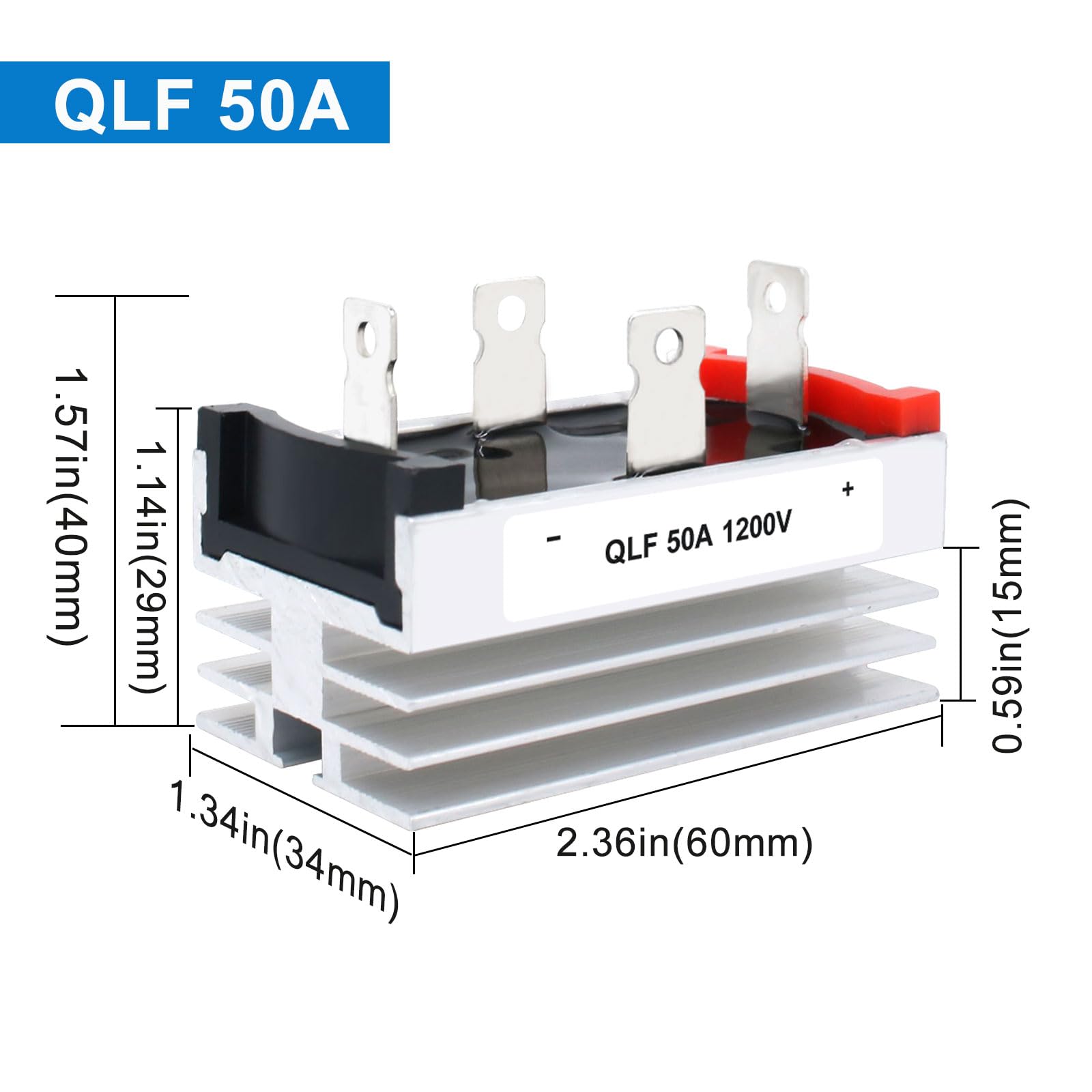 QL 50A 1200V Single Phase Rectifier Bridge with Heat Sink – High Power AC to DC Conversion