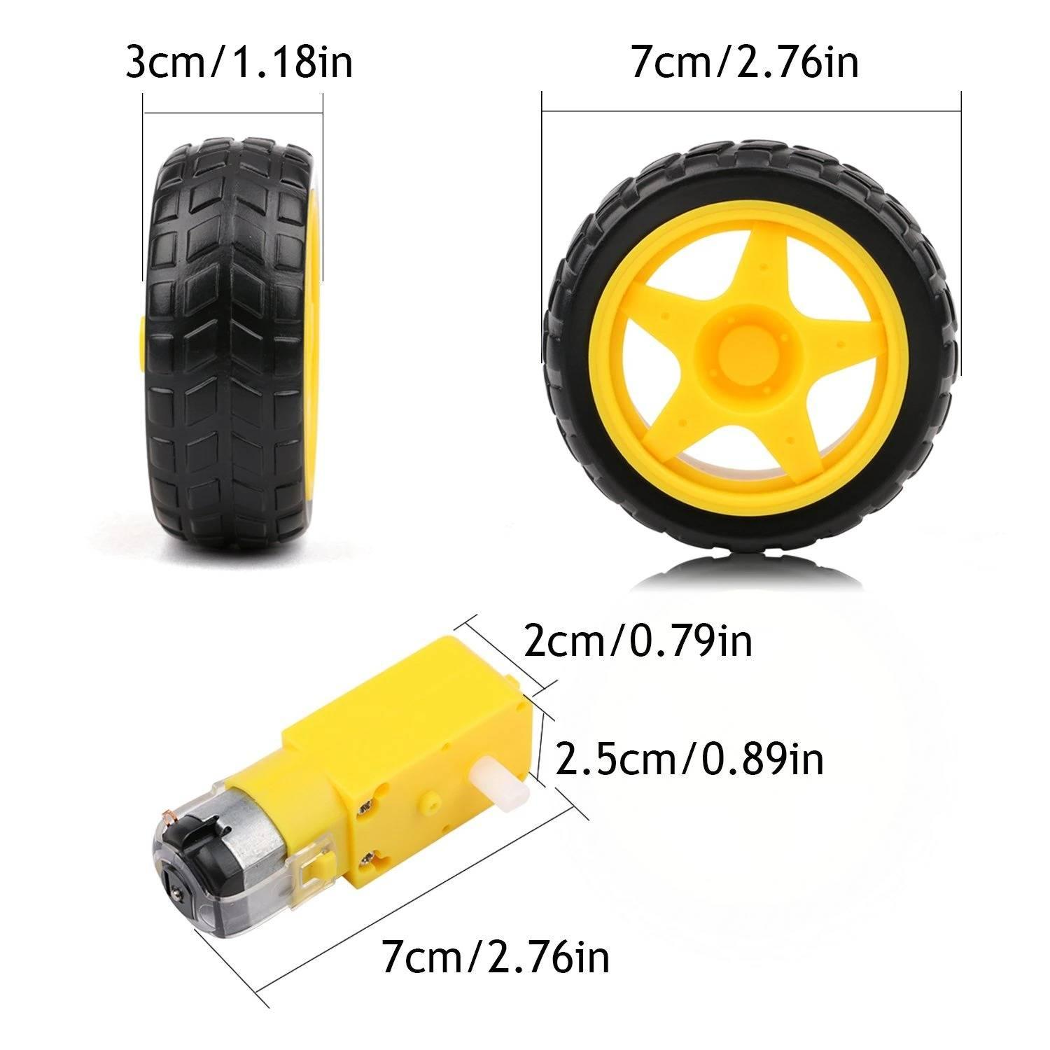 Rc Car Tt Gear Motor Dc 3v-6v Robot Smart Robot Car Tyre Wheel Gear Motor Set Dc 3-6v