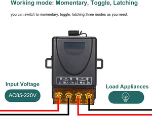 RF Wireless 2 Remote Control Switch 433Mhz AC220V 30A Relay Receiver Transmitter