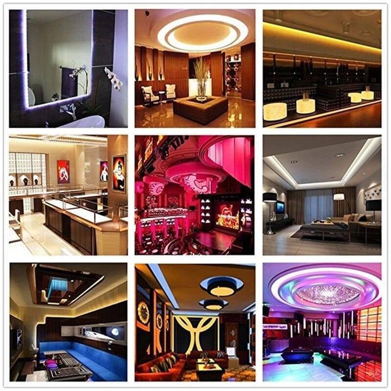 Rgb Led Strip With Remote And Power Supply White Background 12v 5meter 24 Key Remote