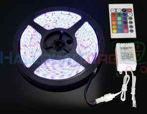 Rgb Led Strip With Remote And Power Supply White Background 12v 5meter 24 Key Remote