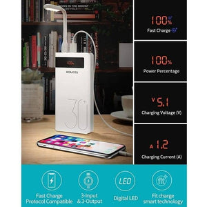 Romoss 30000mah 18w Type c Pd 3 Outputs 3 Inputs Fast Charging Portable Charger Battery Pack Sense 8p+ Plus
