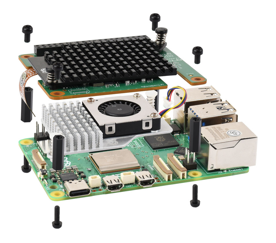 On-demand Official Raspberry Pi AI HAT+ 2, Built-in Hailo-10H AI Accelerator And 8GB Onboard RAM, Comes With Heatsink