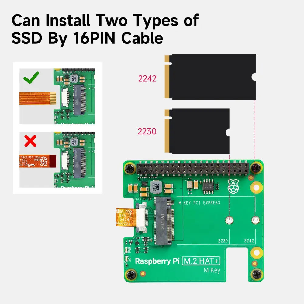 Raspberry Pi 5 Official M.2 HAT+ (M Key) – NVMe & PCIe Expansion Board