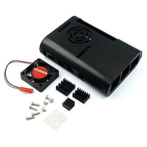 Raspberry Pi 4b Abs Case Black Enclosure Box With Cooling Fan And Heat Sink