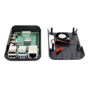 Raspberry Pi 4b Abs Case Black Enclosure Box With Cooling Fan And Heat Sink