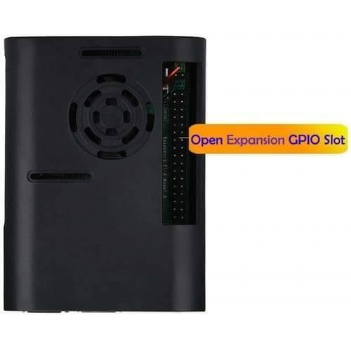 Raspberry Pi 4b Abs Case Black Enclosure Box With Cooling Fan And Heat Sink