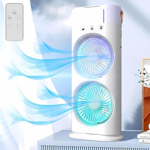 Rechargeable Automatic Rotating Dual Double Spray Mist Fan with Lightening Effects (with Box Packing)