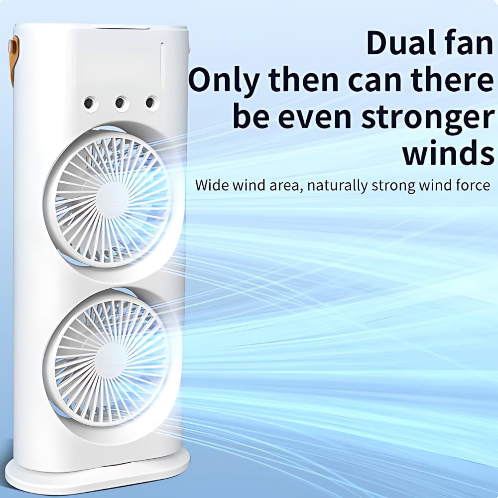 Rechargeable Automatic Rotating Dual Double Spray Mist Fan with Lightening Effects (with Box Packing)