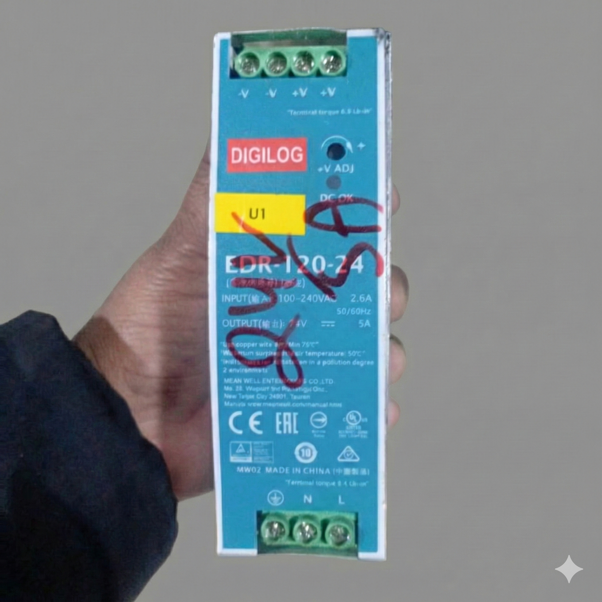 Refurbished Mean Well MDR-120-24 DIN Rail Power Supply 24V 5A 120W