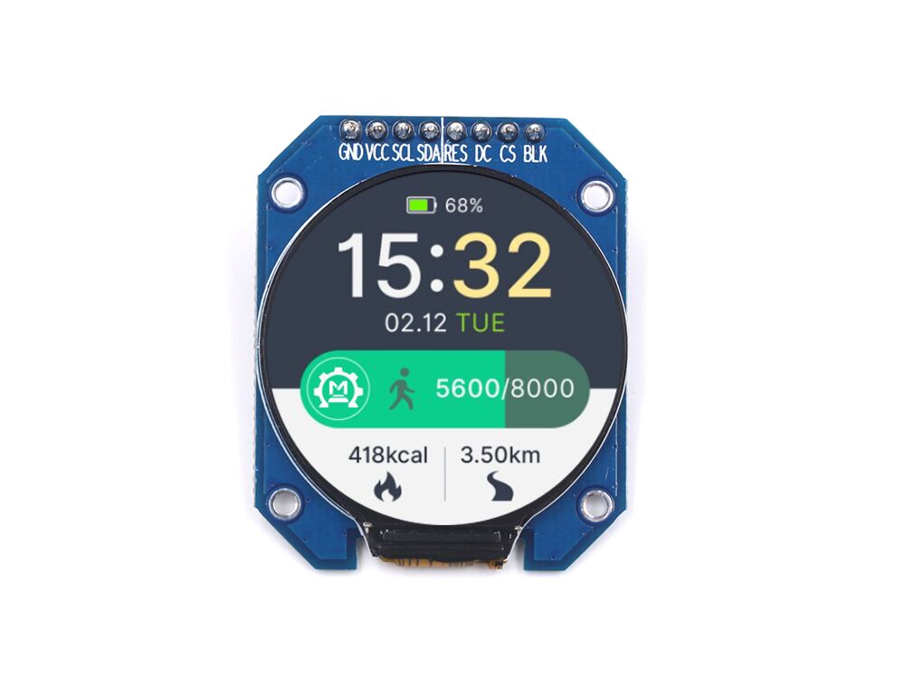 Round Watch 240×240 1.28-inch Display Module – GC9A01A