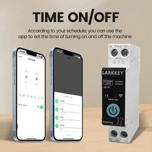 Larkkey Programmable Wifi Breaker Tuya Smart Circuit Breaker Power Metering Over Current Under Voltage Protection Din Rail Smart Switch