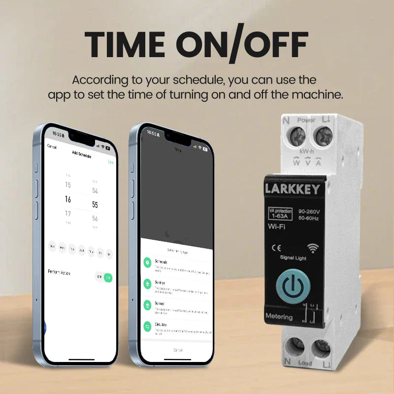 Larkkey Programmable Wifi Breaker Tuya Smart Circuit Breaker Power Metering Over Current Under Voltage Protection Din Rail Smart Switch
