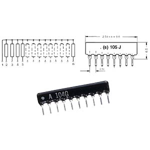 SIL 470R Resistor Pack 7 Resistor 10 pin 470 Ω