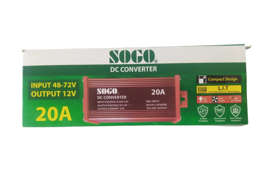 SOGO 20A DC Converter | 48-72V to 12V Step Down Voltage Regulator