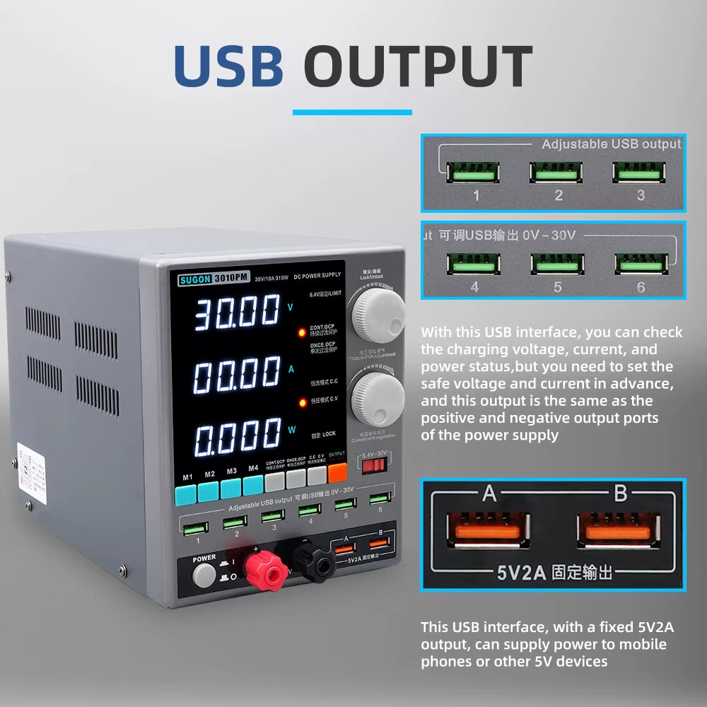 SUGON 3010PM Programmable DC Power Supply 30V 10A Voltage Current Regulator Stabilized Power Supply Voltage Switch AC 220V 110V